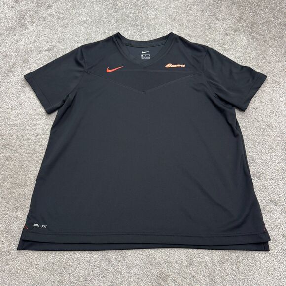 Nike Dri-Fit Oregon State Beavers T-Shirt Womens XL Black V-Neck Activewear Tee - Picture 1 of 12